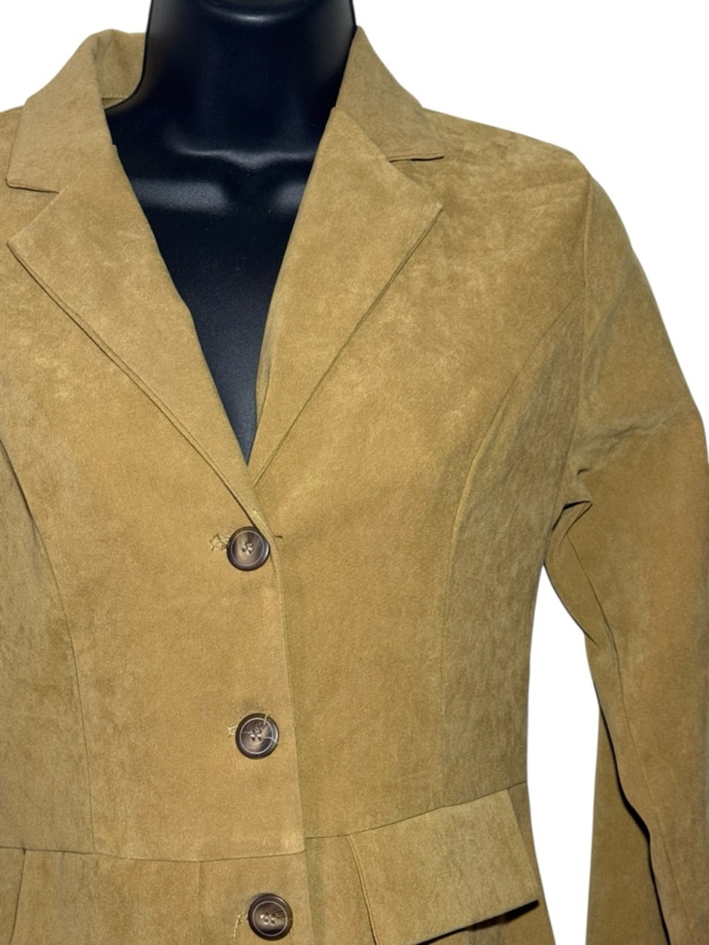 Charlotte Russe Tan Suede Coat Dress Size 3 Button Front A-Line Vintage Style - Picture 2 of 8
